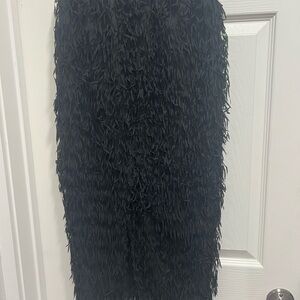 Chic Black Textured Pencil Skirt